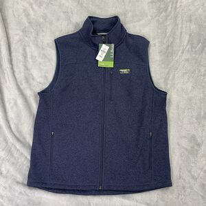 LL Bean Men’s Large Sweater Fleece Vest Full Zip Slightly Fitted Blue Knit NWT